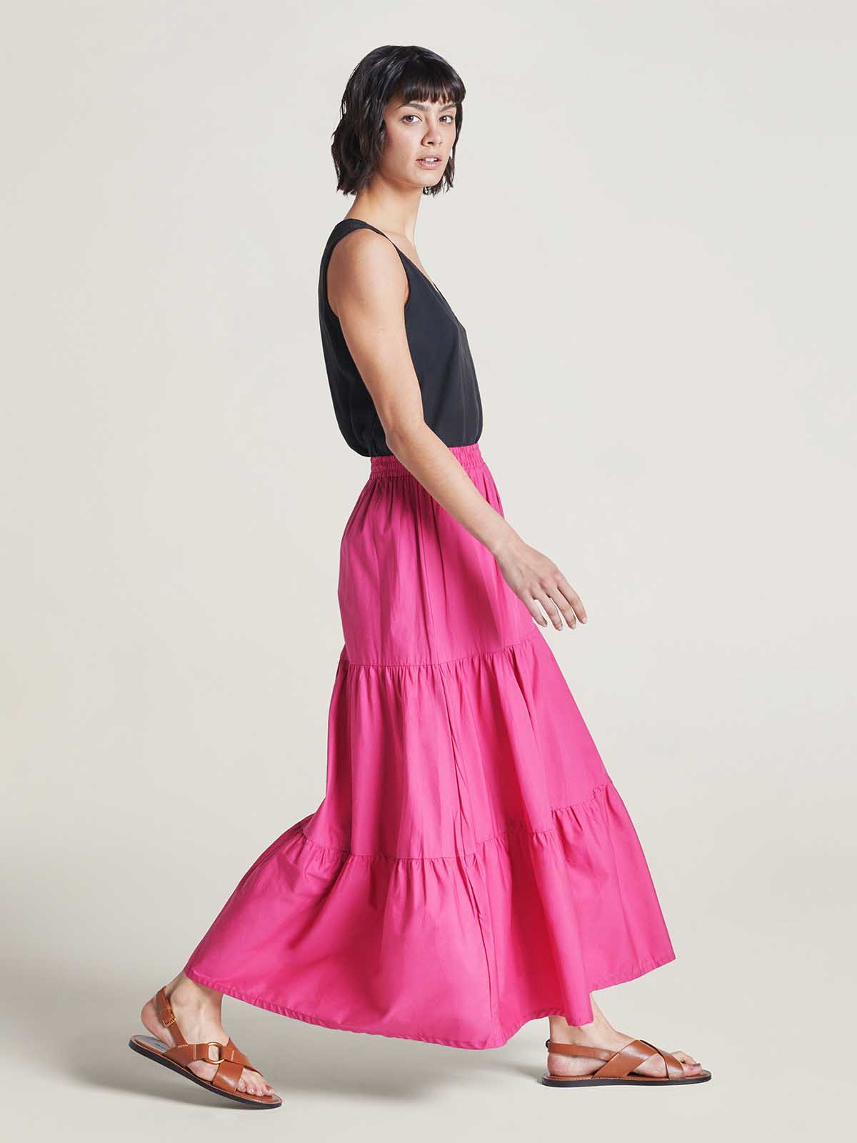 Zenaida Organic Cotton Poplin Maxi Skirt - Maple Pink