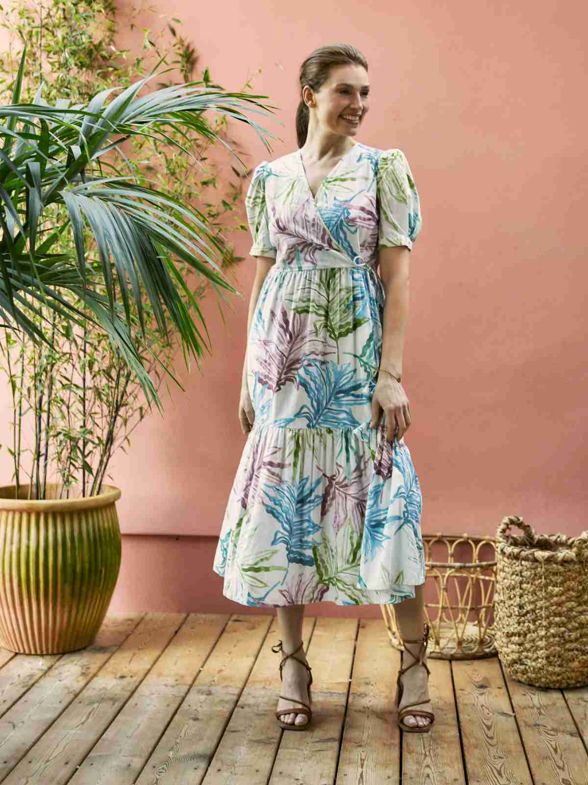Laurel Hemp Watercolour Wrap Dress - Multi
