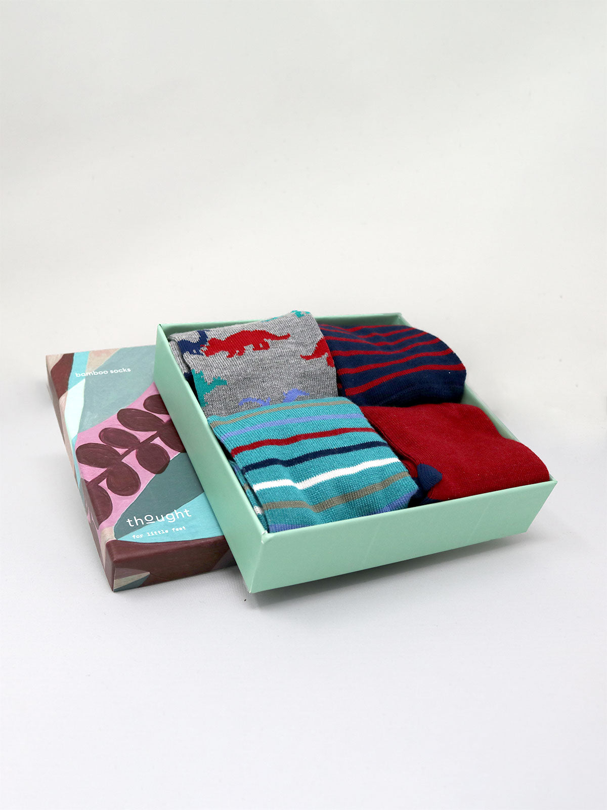 Deano Bamboo Dinosaur Kids 4 Sock Gift Box - Multi