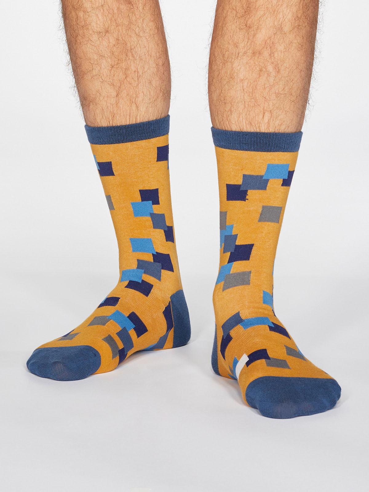 Evan Square Socks - Mustard Yellow - Thought Clothing UK