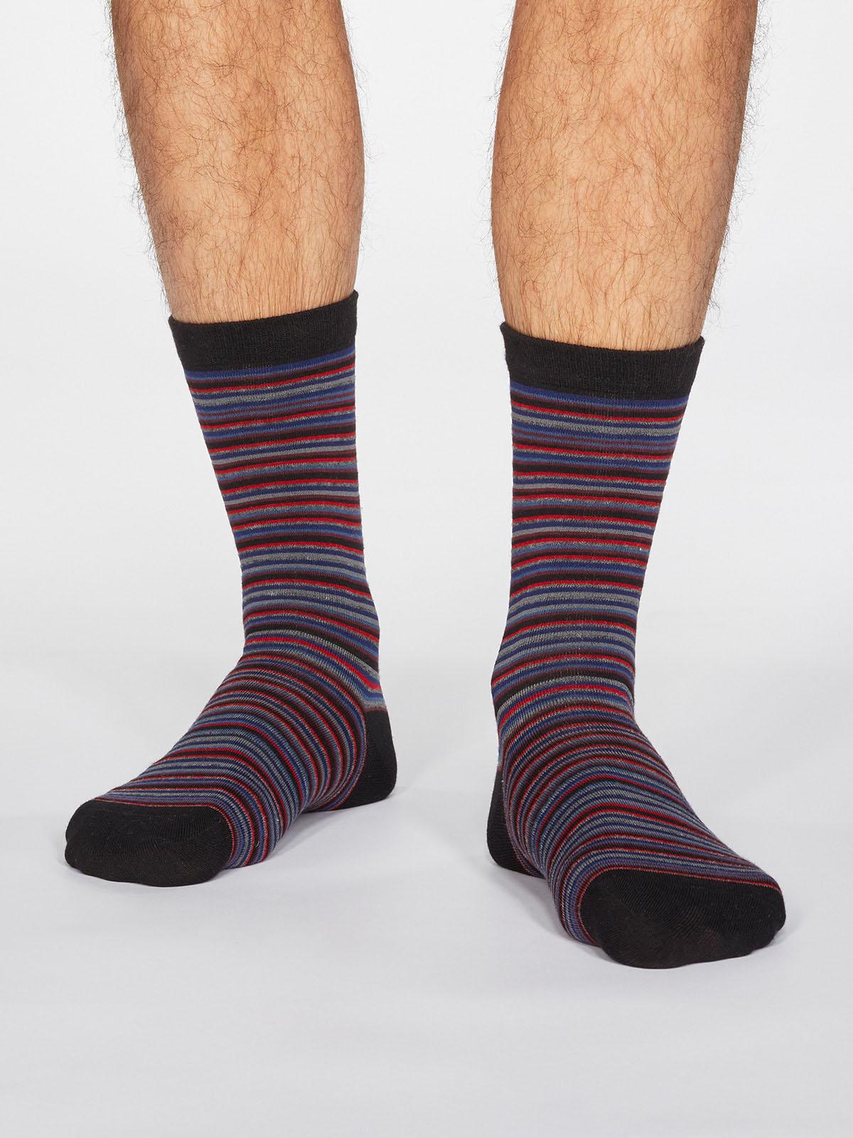 Jacob Stripe Socks - Black - Thought Clothing UK
