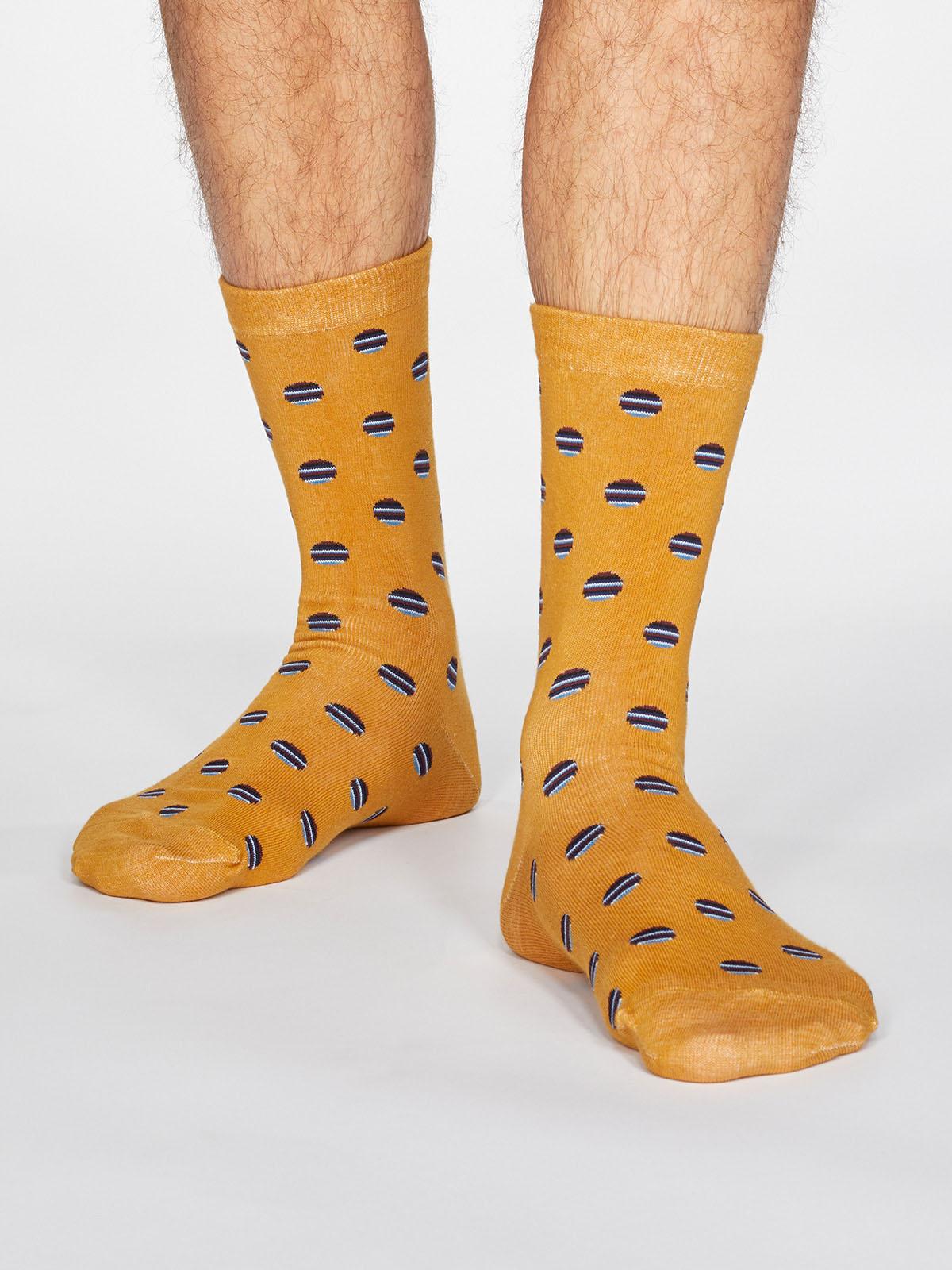 Grayson Spot Stripe Socks - Mustard Yellow - Thought Clothing UK
