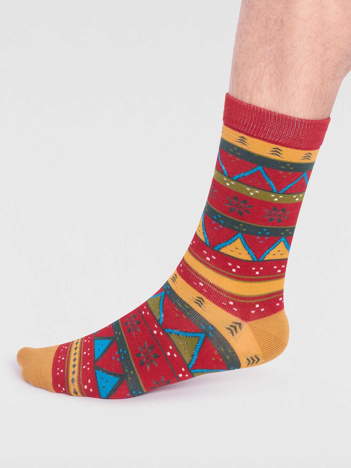 Casper Bamboo Christmas Fairisle Socks - Bright Red