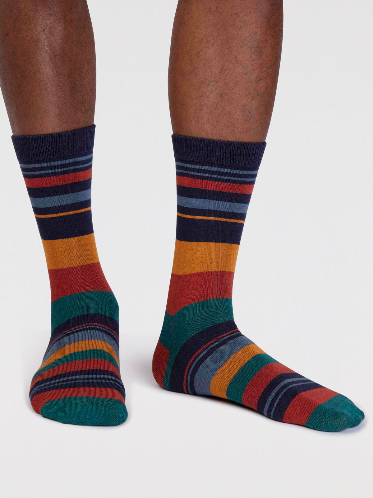 Maddock Bamboo Stripe Socks - Indigo Blue