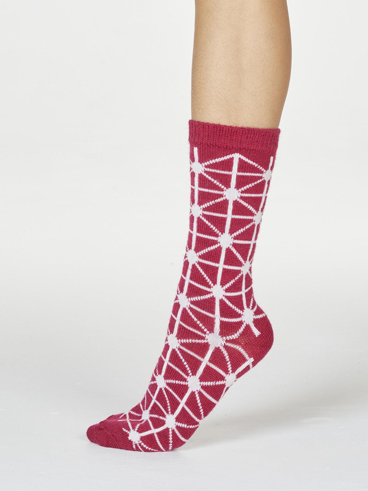 Jannie Wool Socks - Cranberry Red - Thought Clothing UK