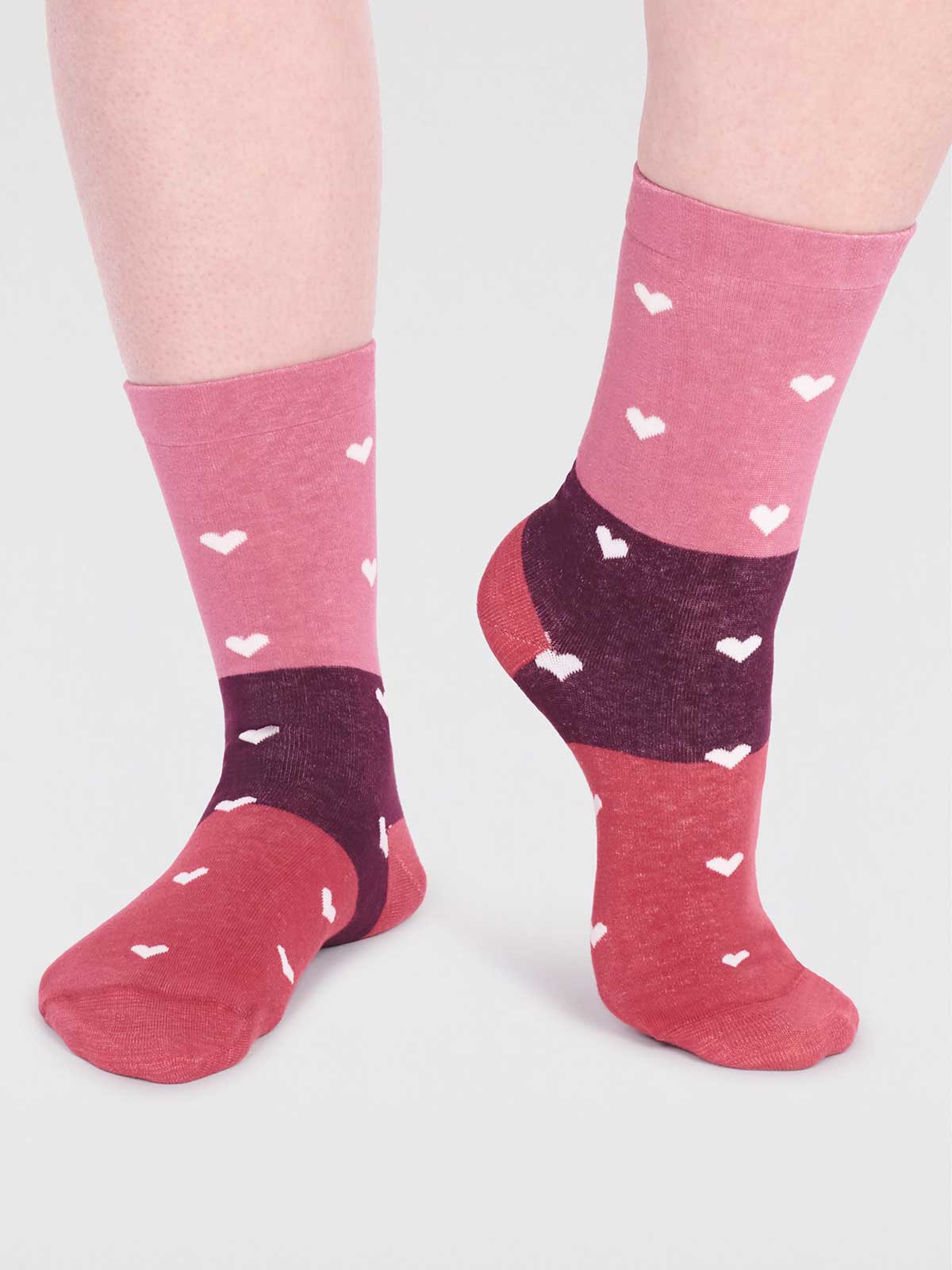 Nova Organic Cotton Heart Socks - Dusty Rose Pink