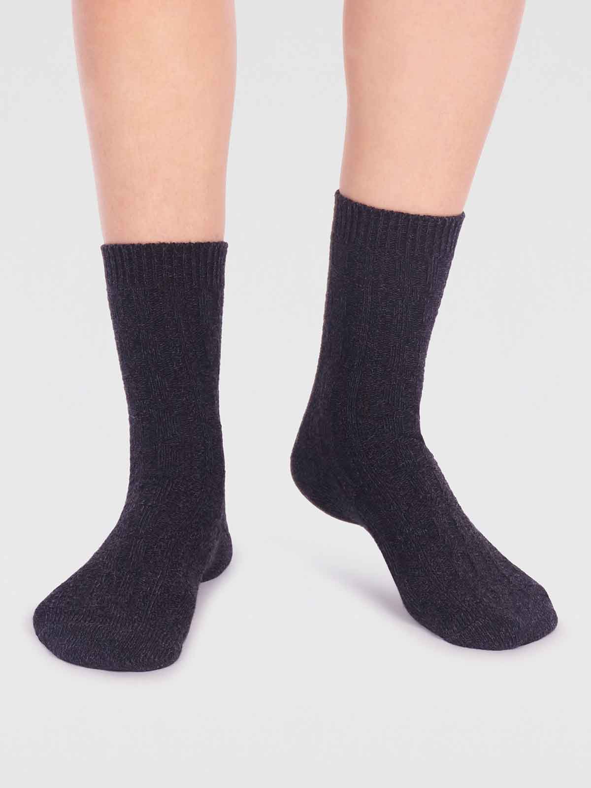 Rebekah Organic Cotton Slub Sock - Dark Grey Marle