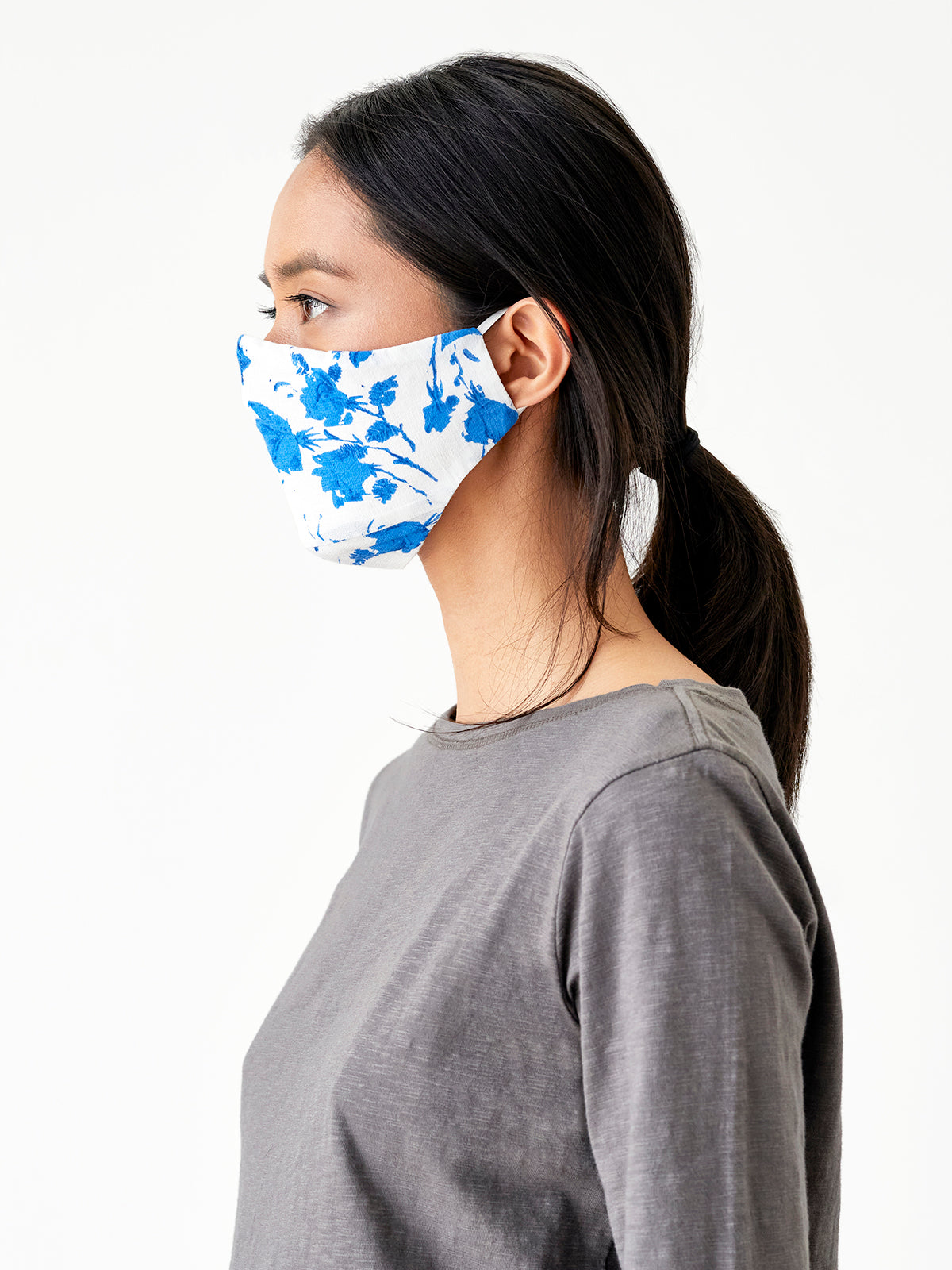 Organic Cotton Printed Face Mask - Angellica Blue