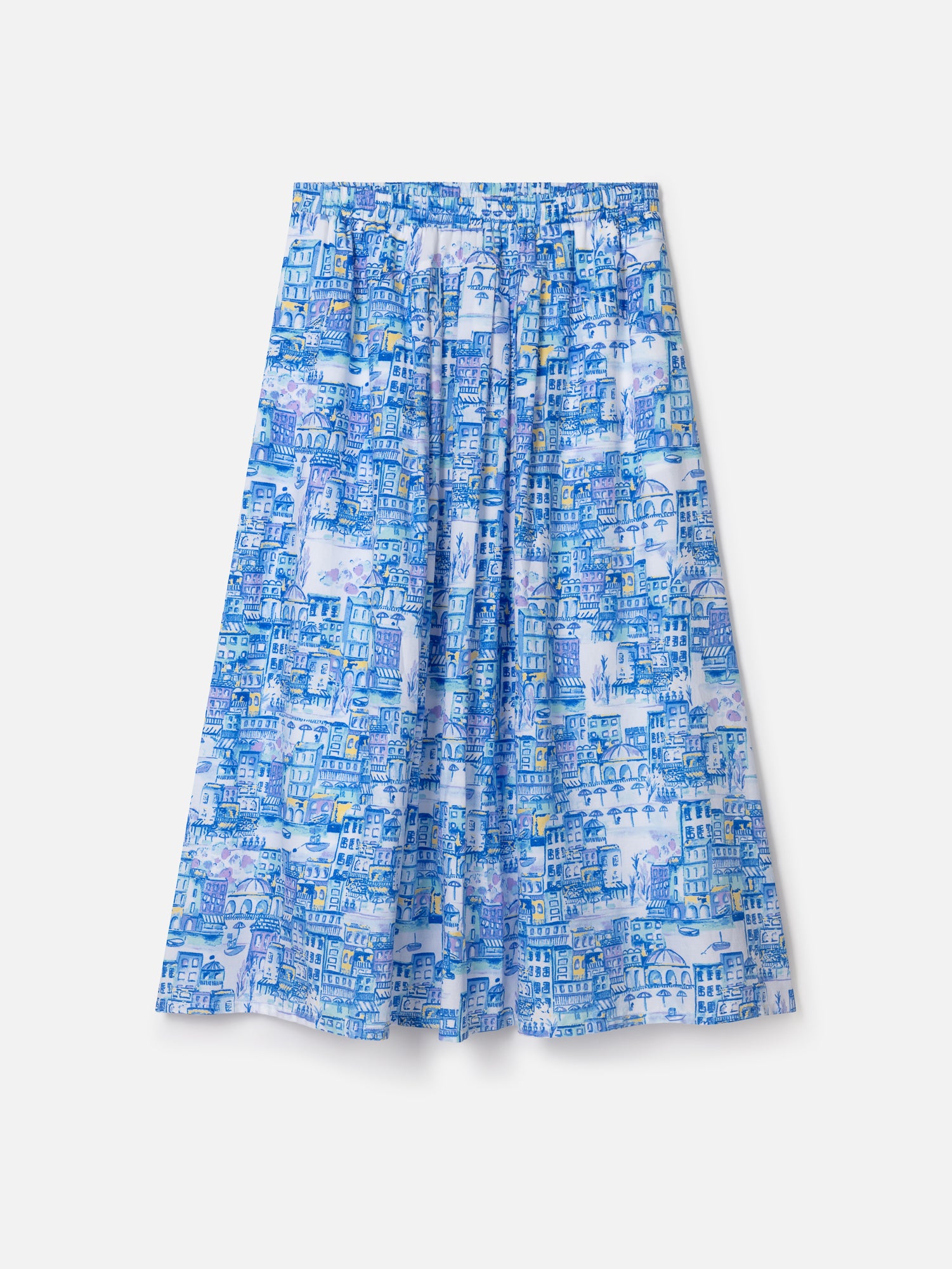 Imogen Organic Cotton Toile de Jouy Midi Skirt - Azure Blue