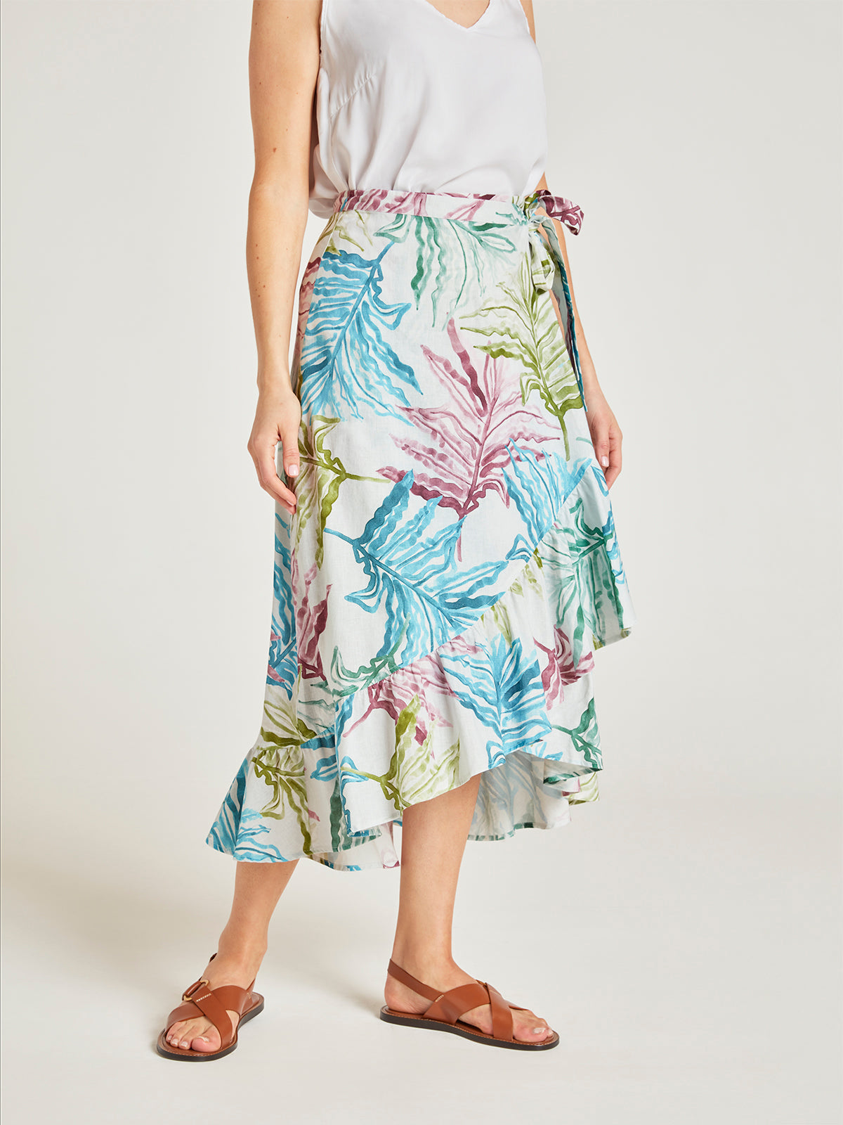 Laurel Hemp Watercolour Wrap Midi Skirt - Multi