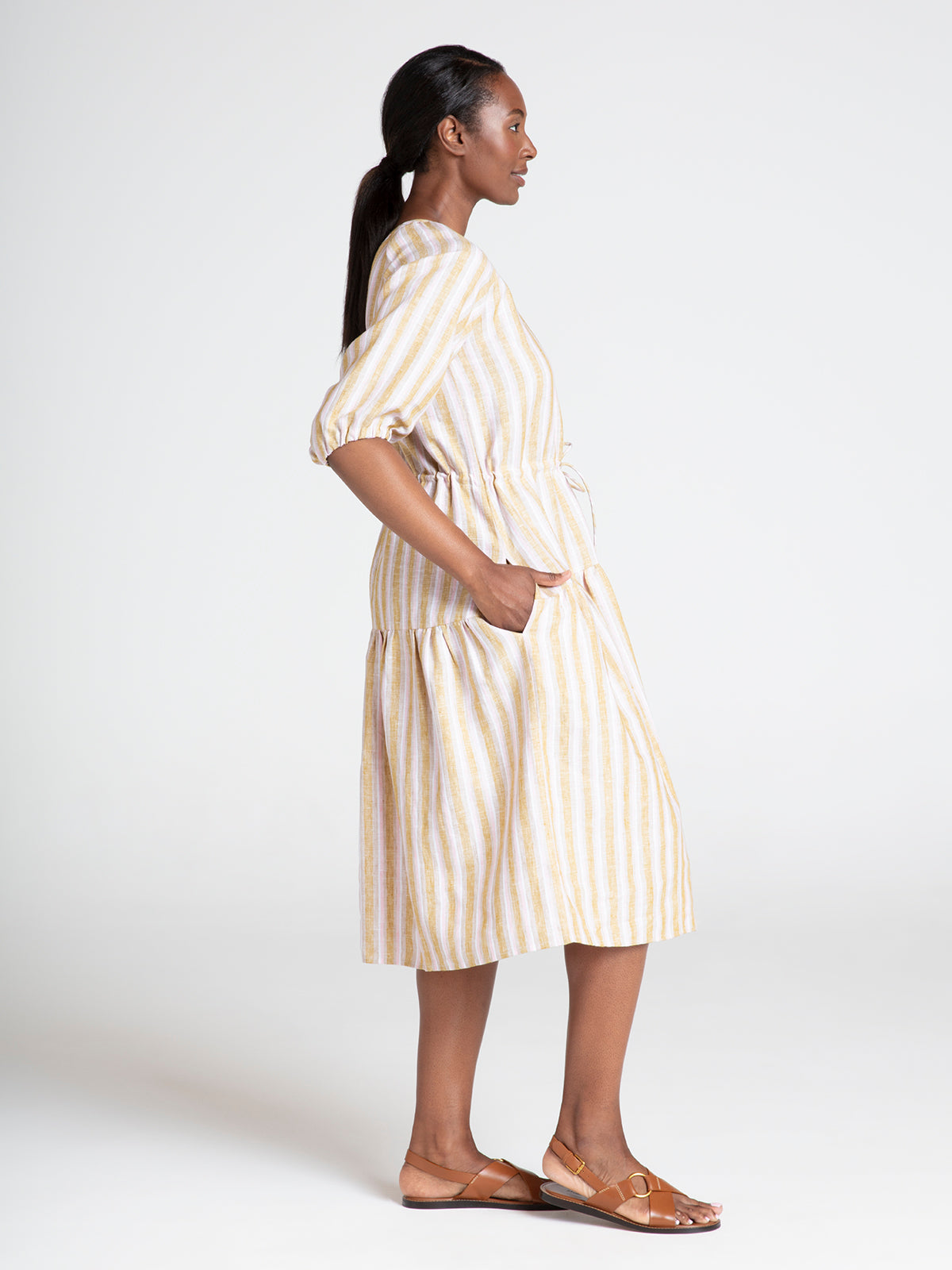 Alana Hemp Stripe Midi Dress - Multi