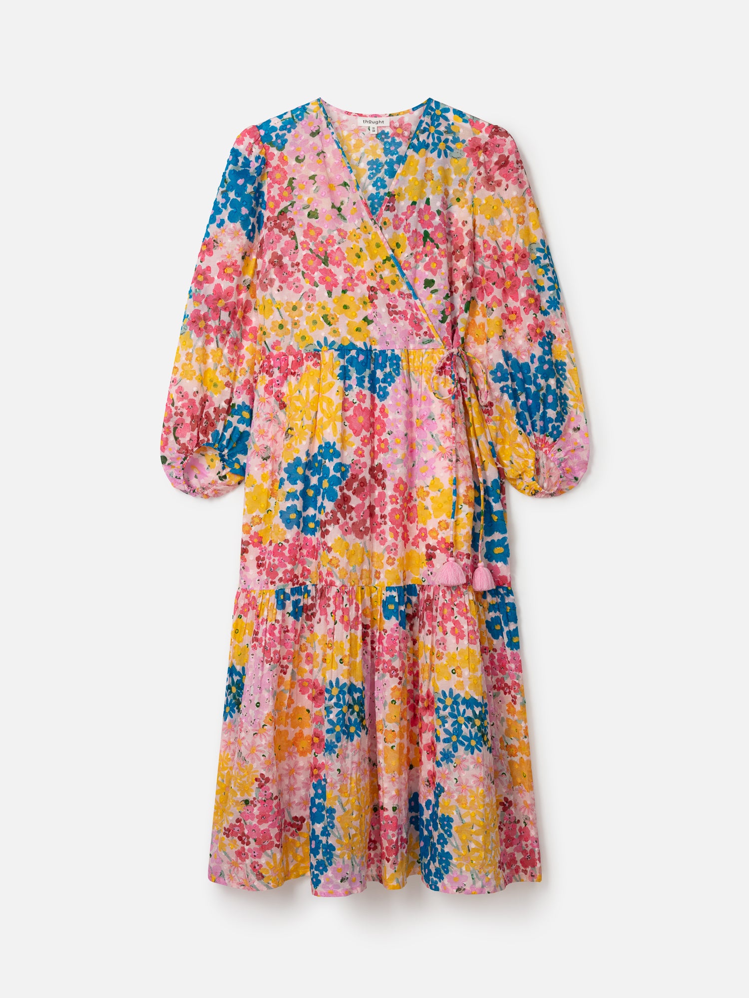 Yara Organic Cotton Floral Dobby Midi Dress - Multi