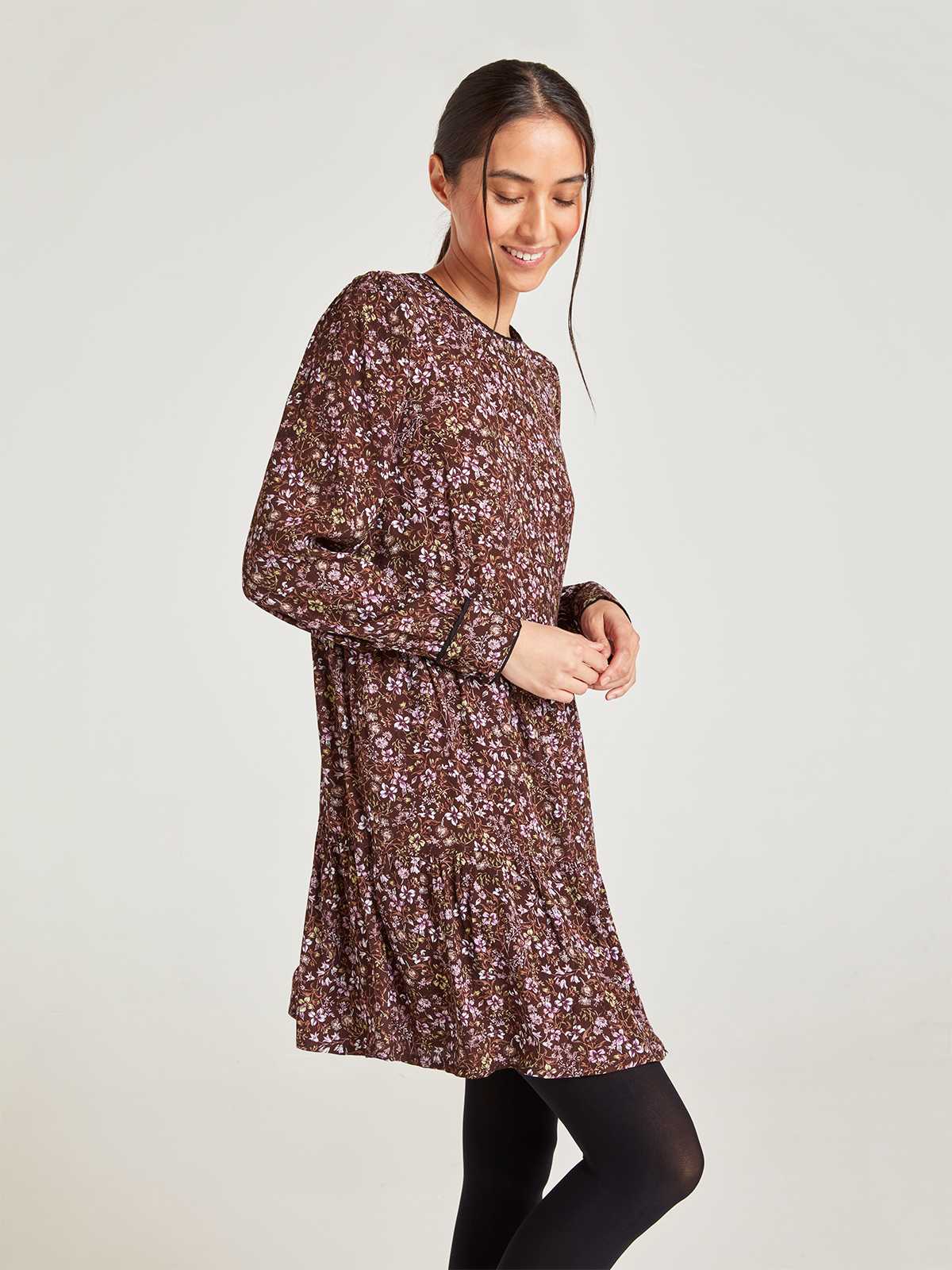 Lilith Lenzing™ EcoVero™ Mini Dress - Chocolate Brown
