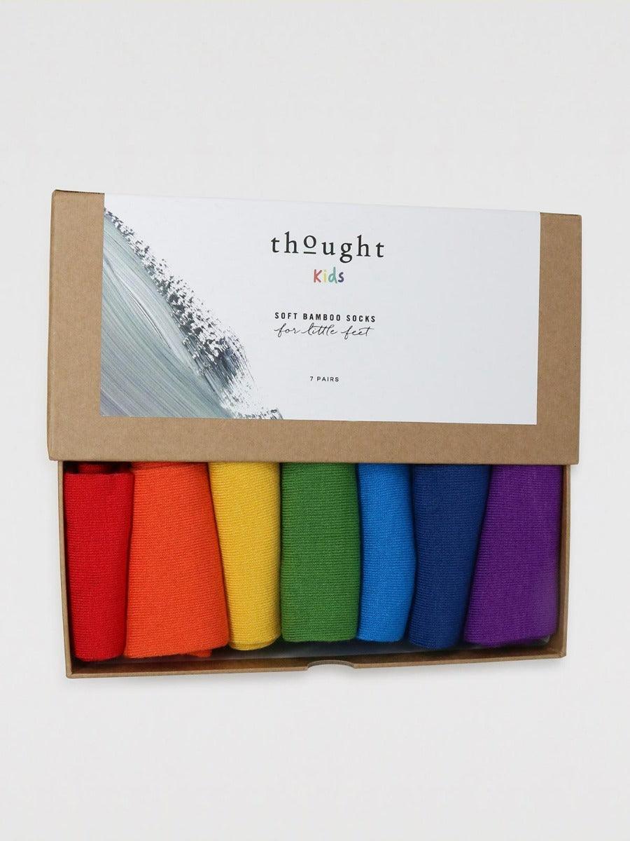 Kid's Rainbow Bamboo 7 Pack Sock Box - Thought Clothing UK