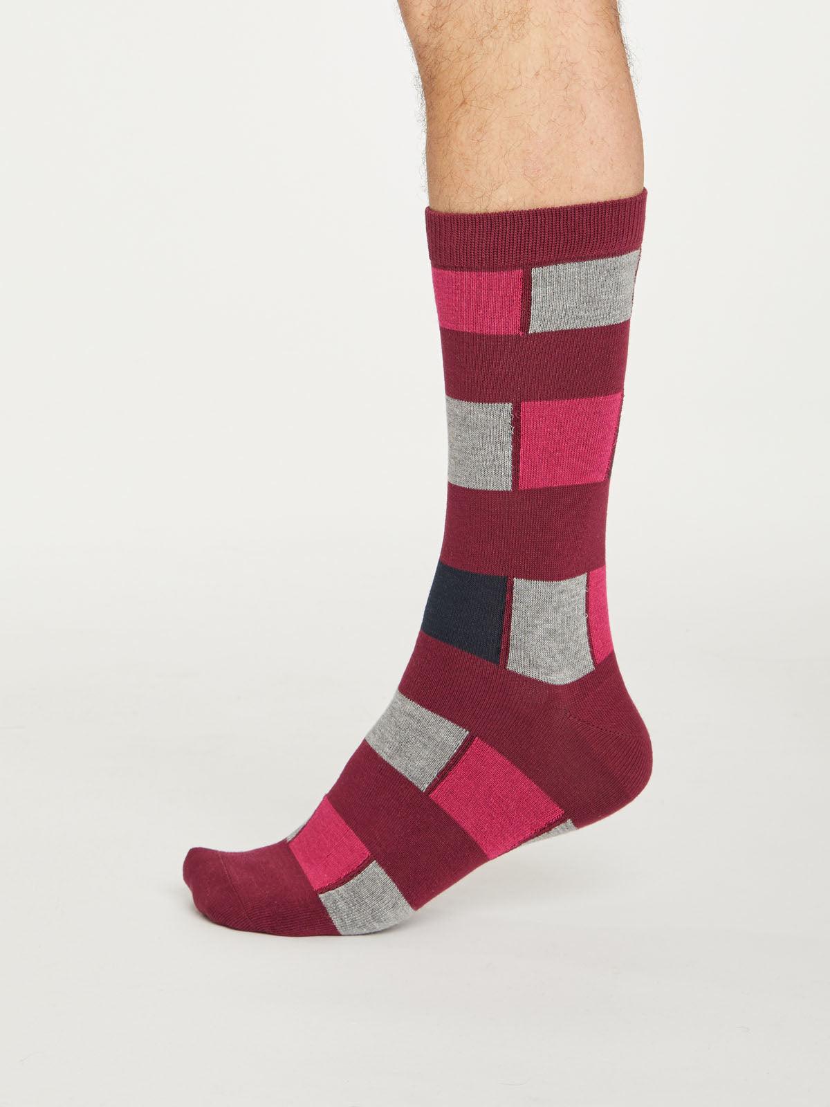 Geo Stripe Socks - Bilberry - Thought Clothing UK