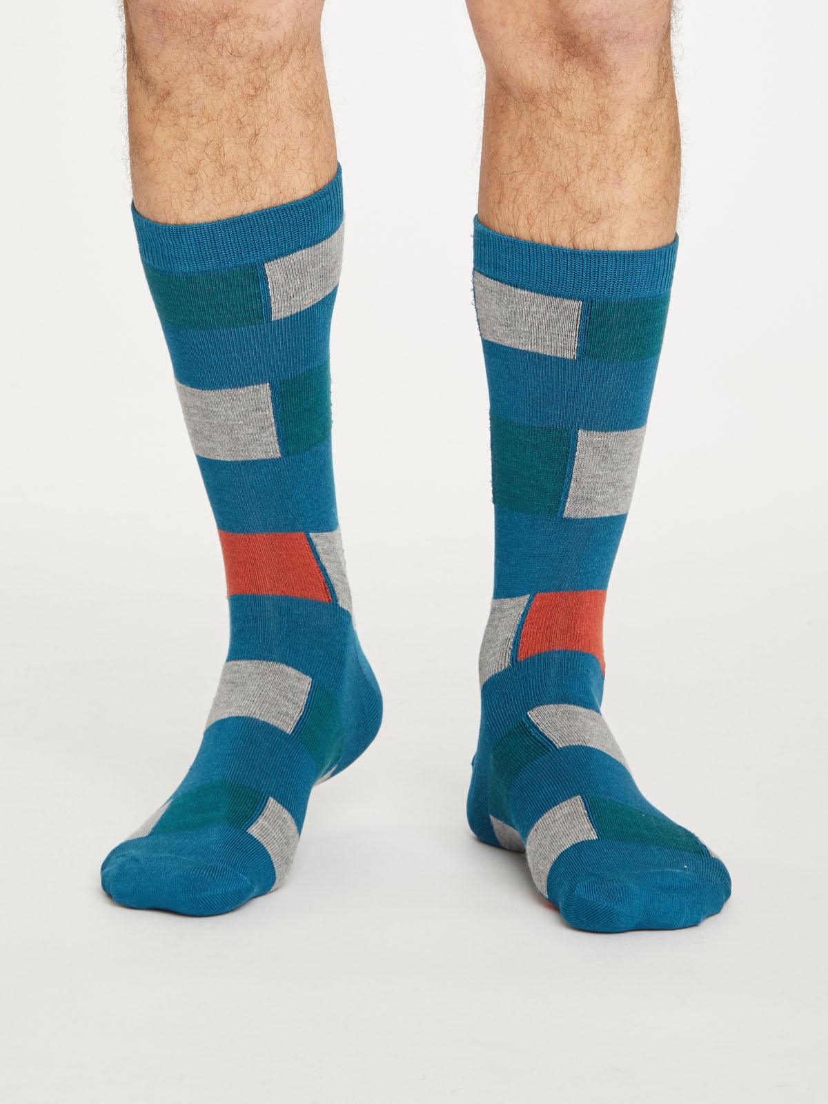 Geo Stripe Socks - Ink Blue - Thought Clothing UK