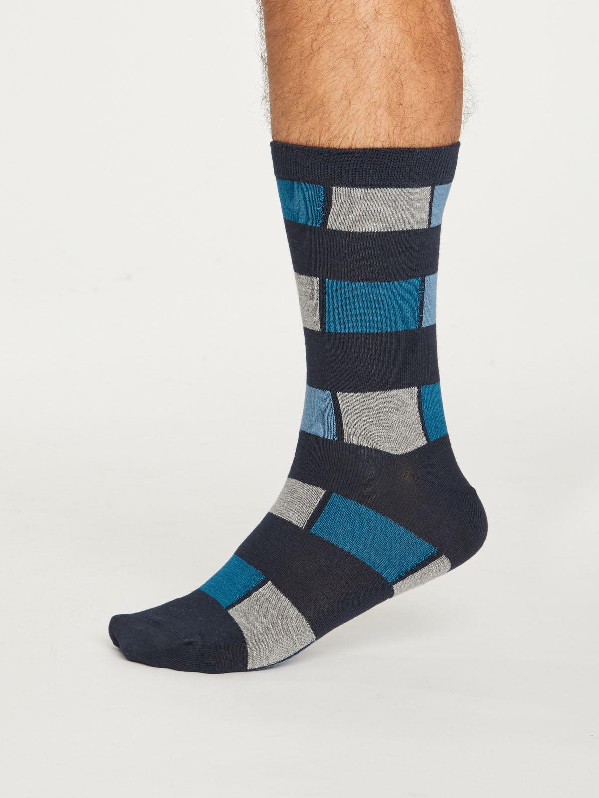 Geo Stripe Socks - Midnight Navy - Thought Clothing UK