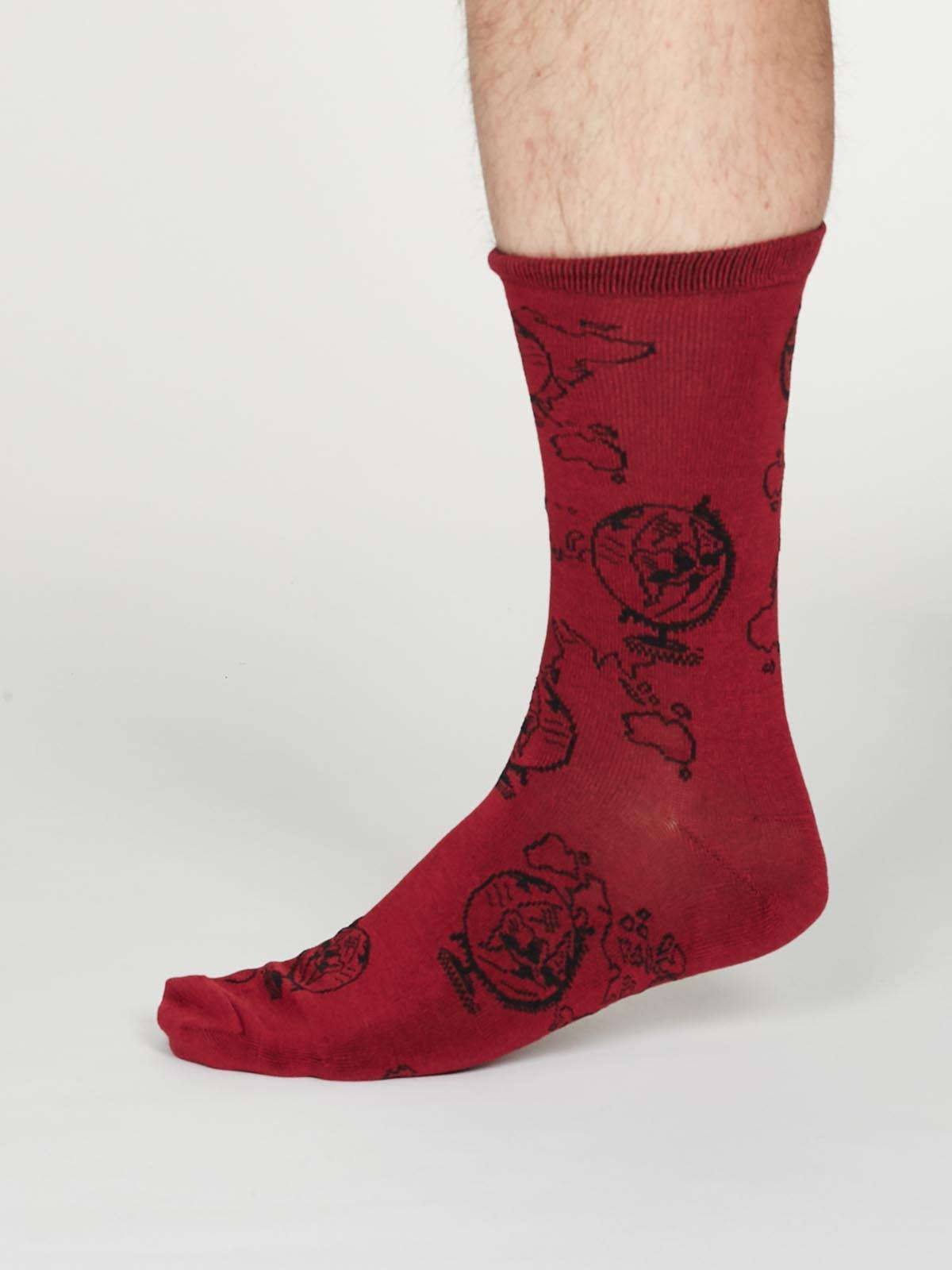 Thaddens Socks - Cranberry - Thought Clothing UK