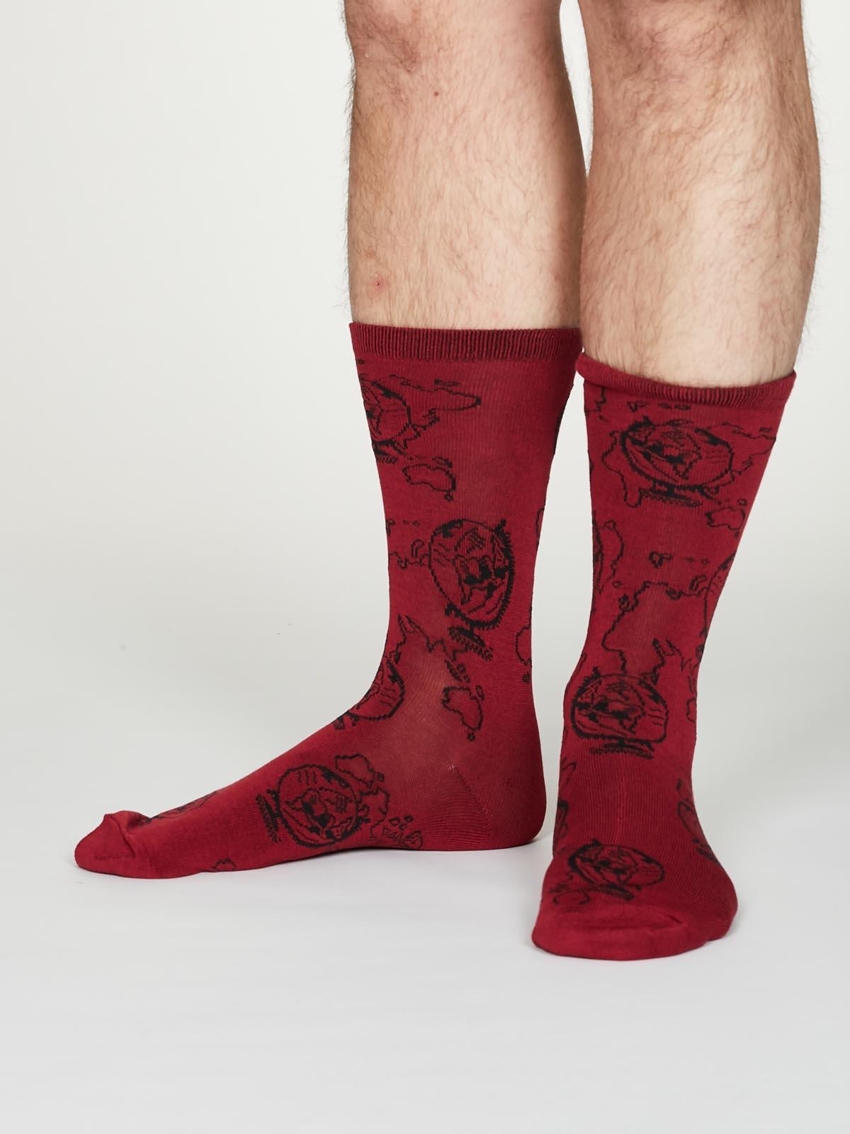 Thaddens Socks - Cranberry - Thought Clothing UK