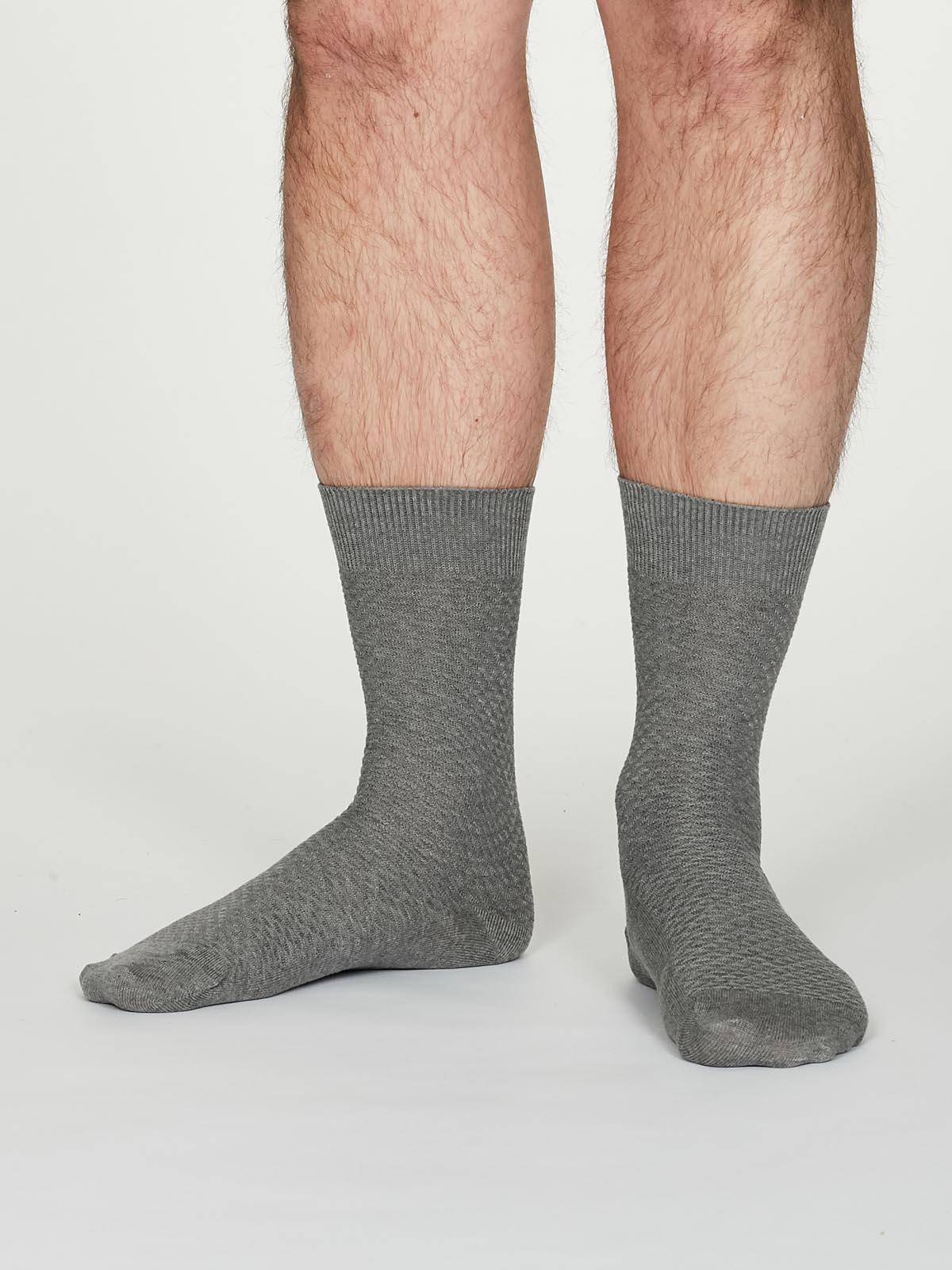 Geoffrey Organic Cotton Suit Socks - Mid Grey Marle - Thought Clothing UK