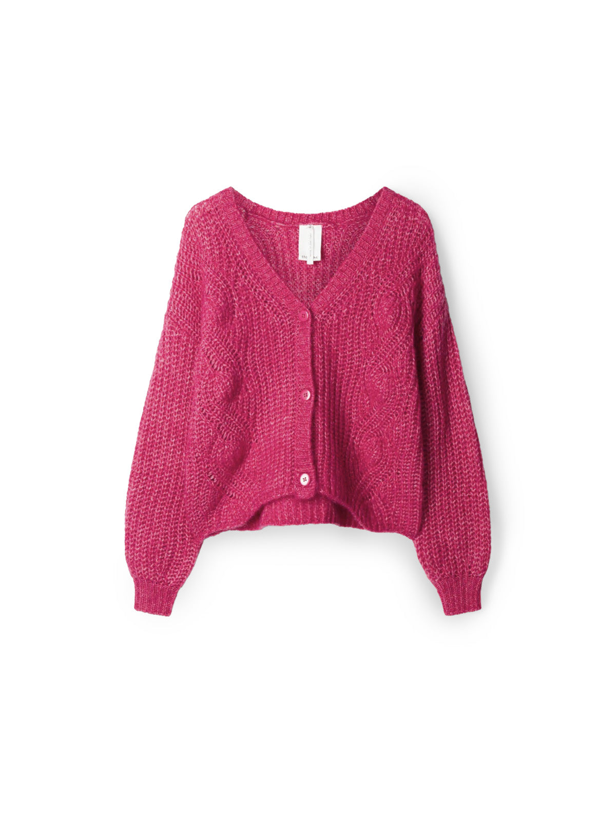 Elliana Mercerised Wool Cardigan - Magenta Pink