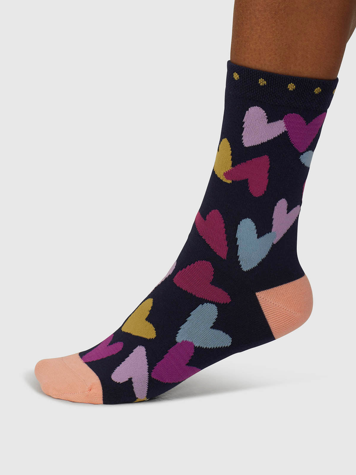 Tyas Heart Organic Cotton Socks - Navy