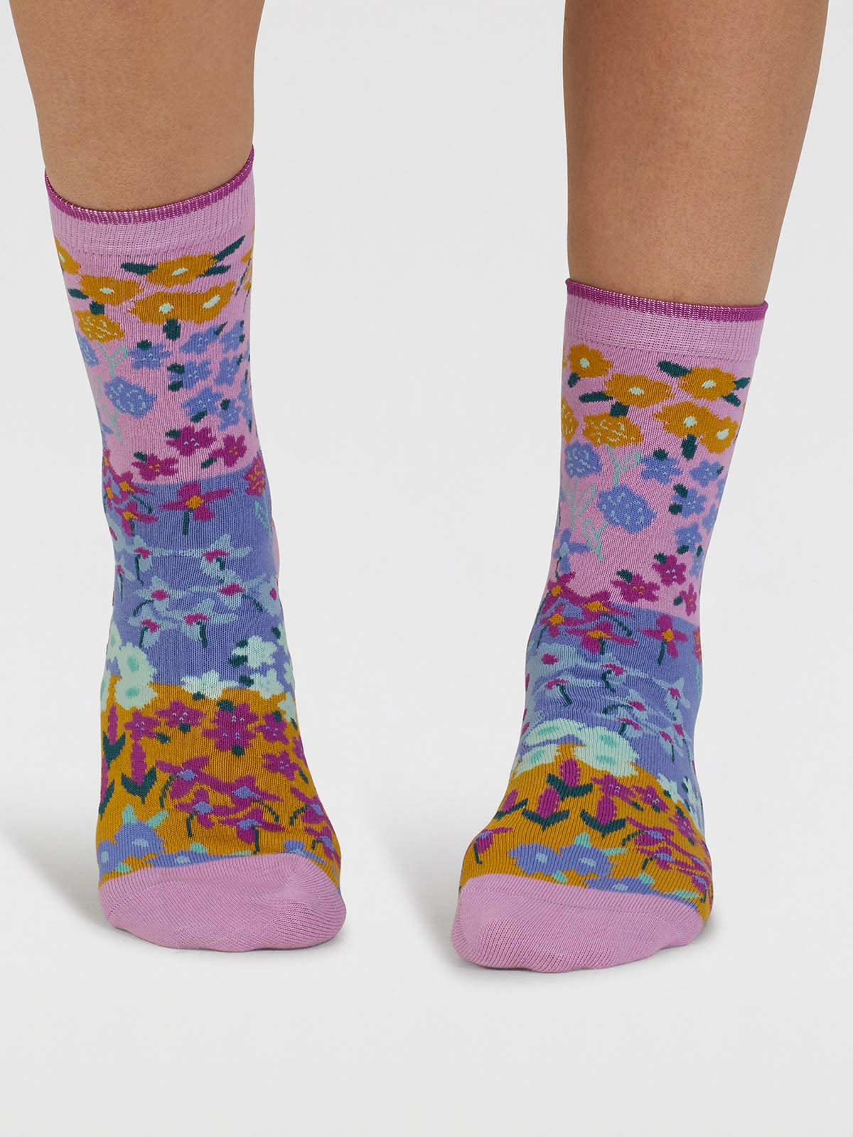 Marguerite Floral Organic Cotton Socks - Dusk Lilac