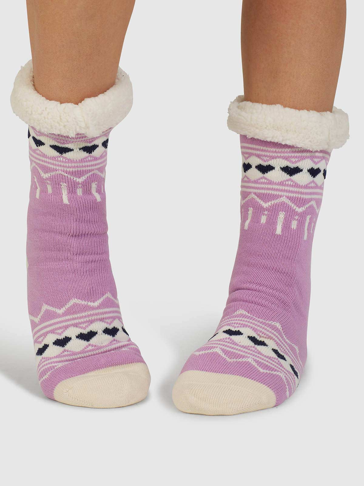 Ilah Fair Isle Slipper Socks - Dusk Lilac