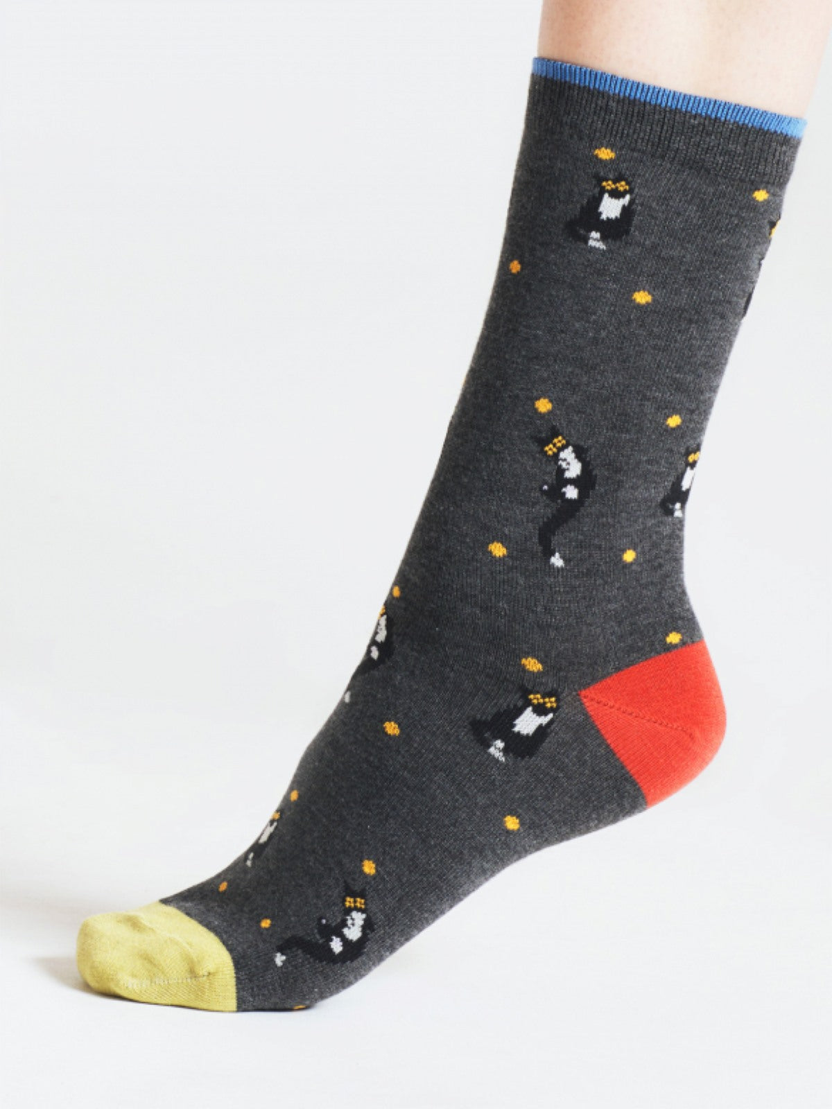 Serafina Cat Bamboo Socks - Grey