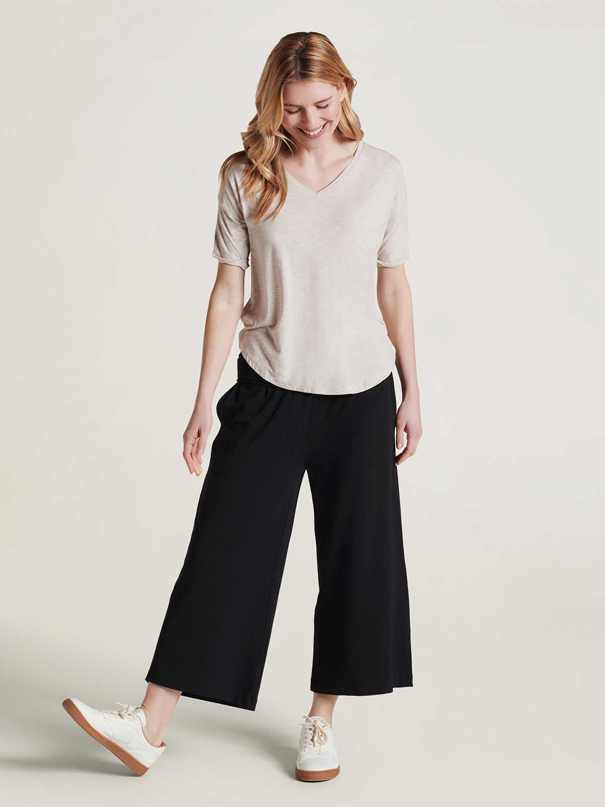 Black wide leg culottes sale