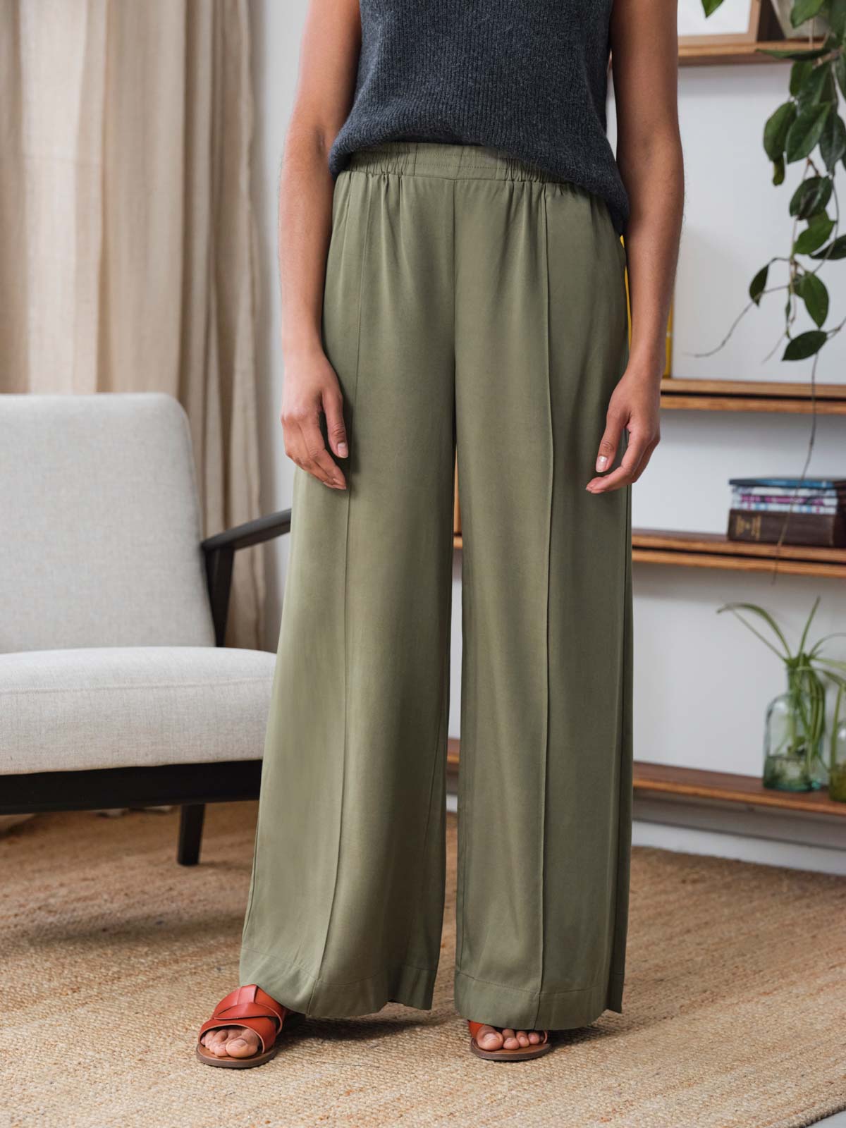 Faya Tencel™ Wide Leg Trouser - Cargo Green