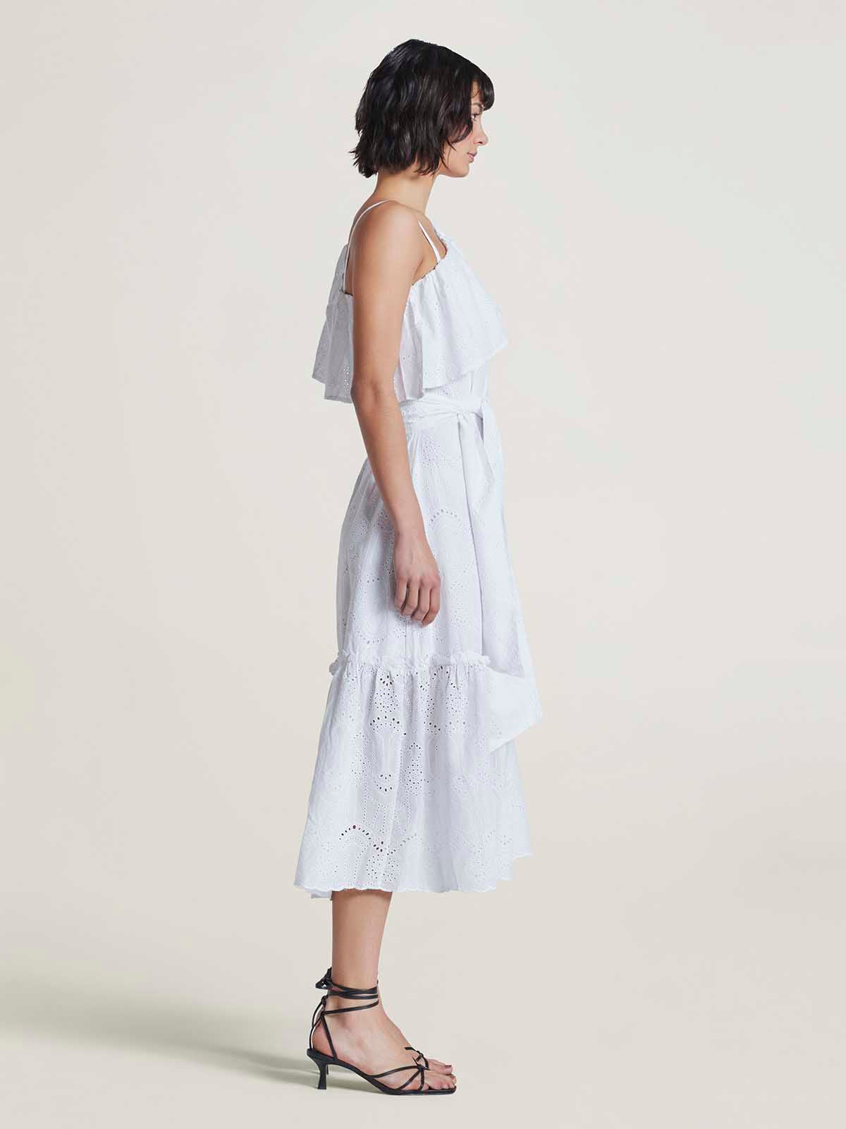 Carmen Organic Cotton Broderie Maxi Dress - White