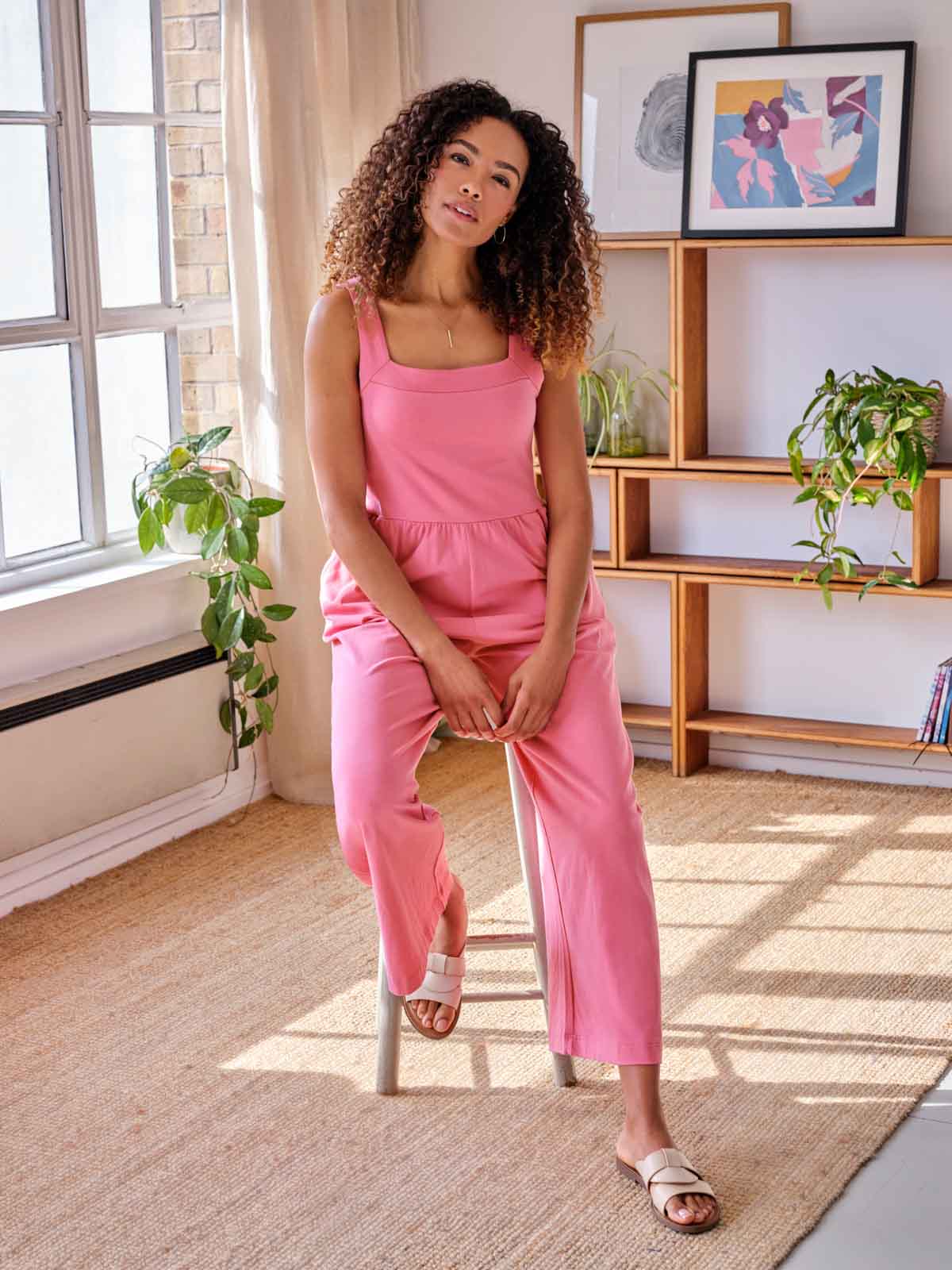Marilla Organic Cotton Jersey Jumpsuit - Carnation Pink