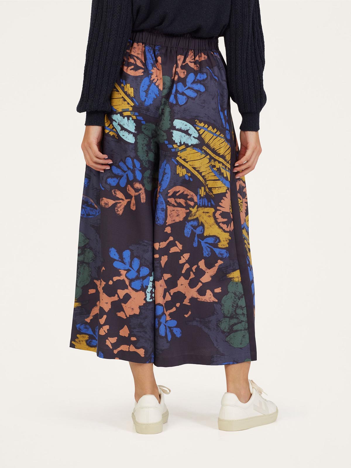 Nell Tencel™ Crepe Printed Culottes - Navy