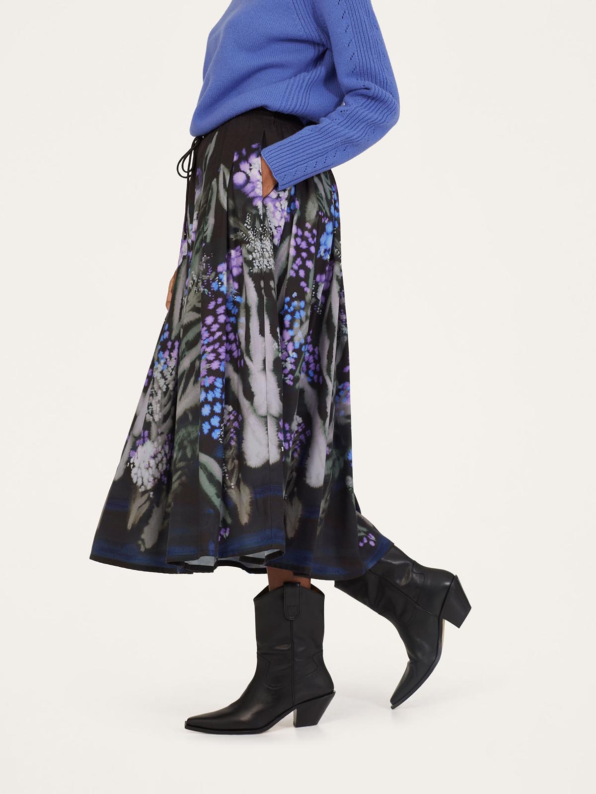 Silk crepe discount midi skirt