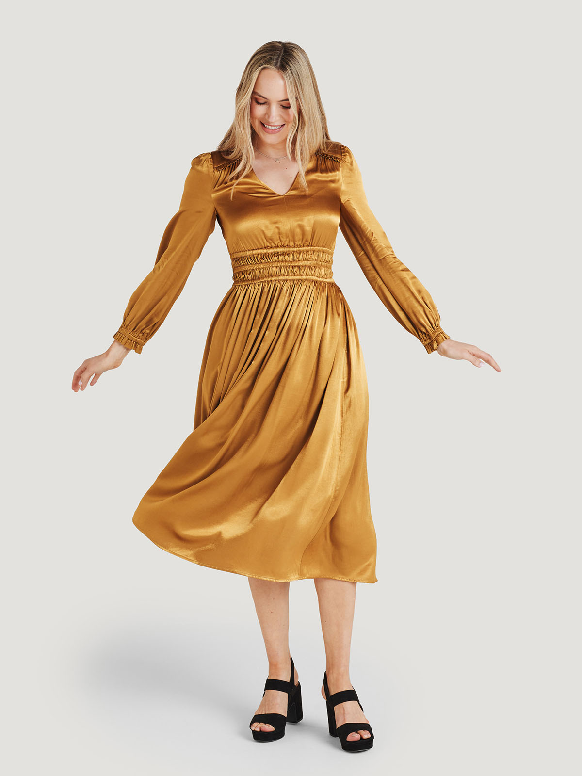 Juanita Lenzing™ EcoVero™ Satin Dress - Gold