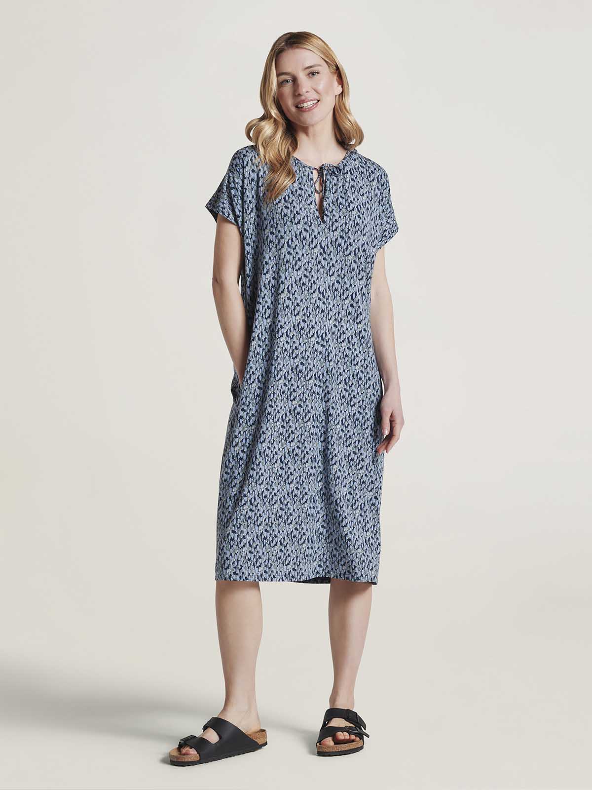 Marlee Lenzing™ EcoVero™ Printed Shift Dress - Navy