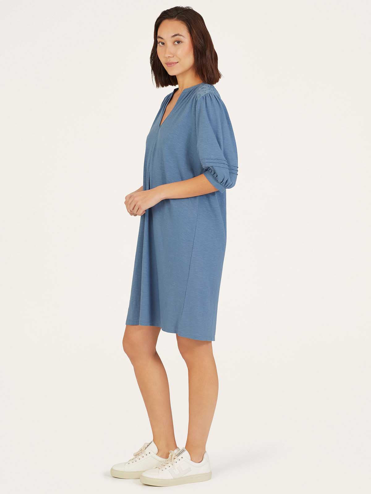 Ivey Organic Cotton Shift Dress - Storm Blue