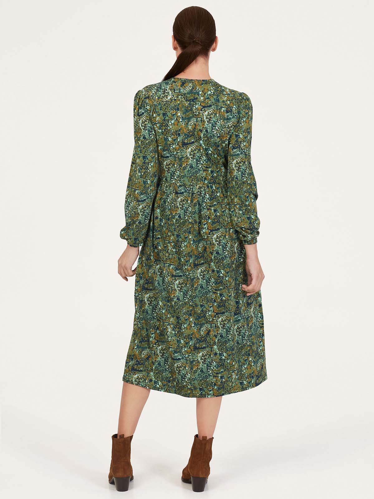 Erin Organic Cotton Jersey Wrap Dress - Forest Green