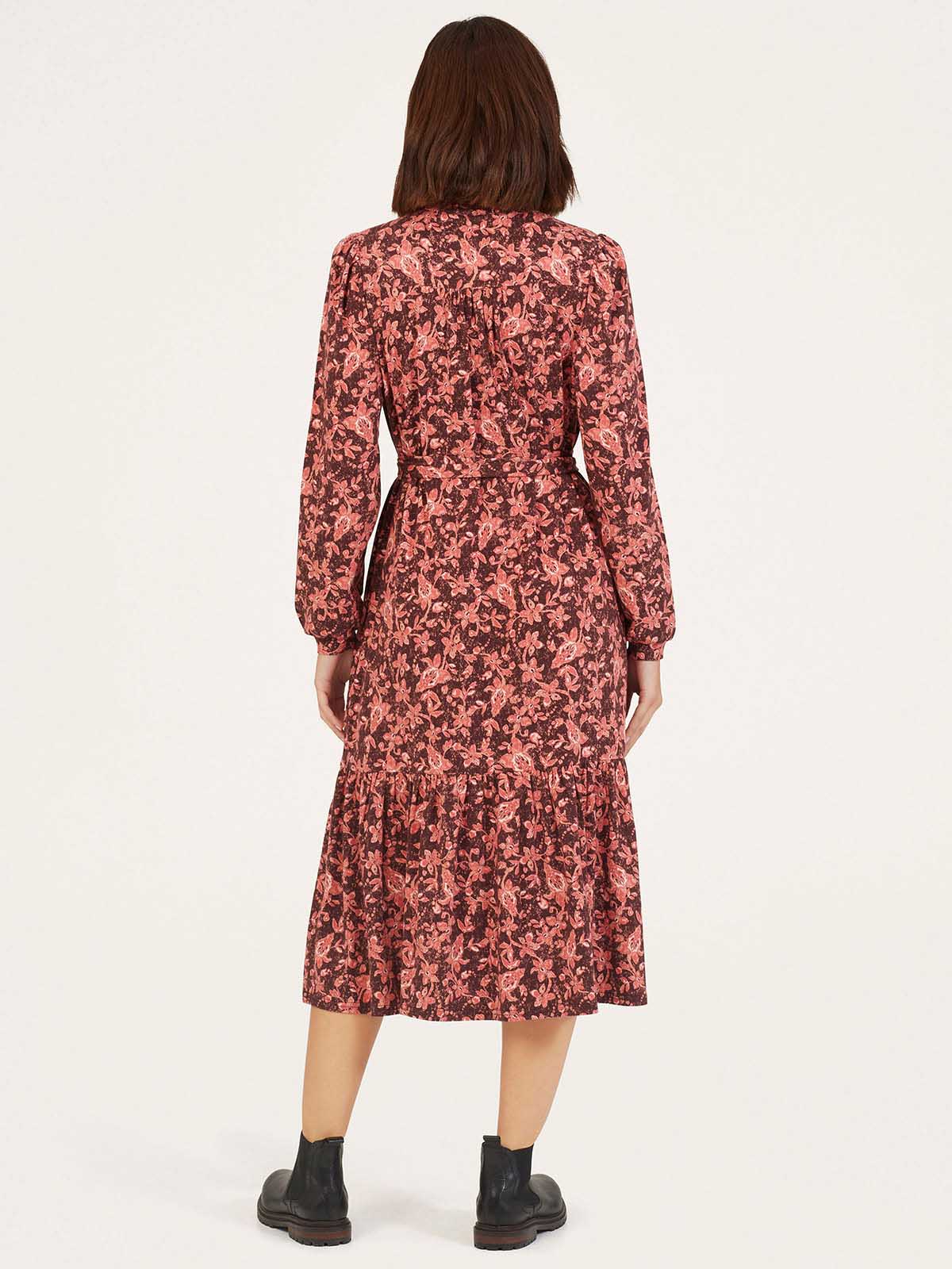 Nadia Organic Cotton Shirt Dress Elderberry Red