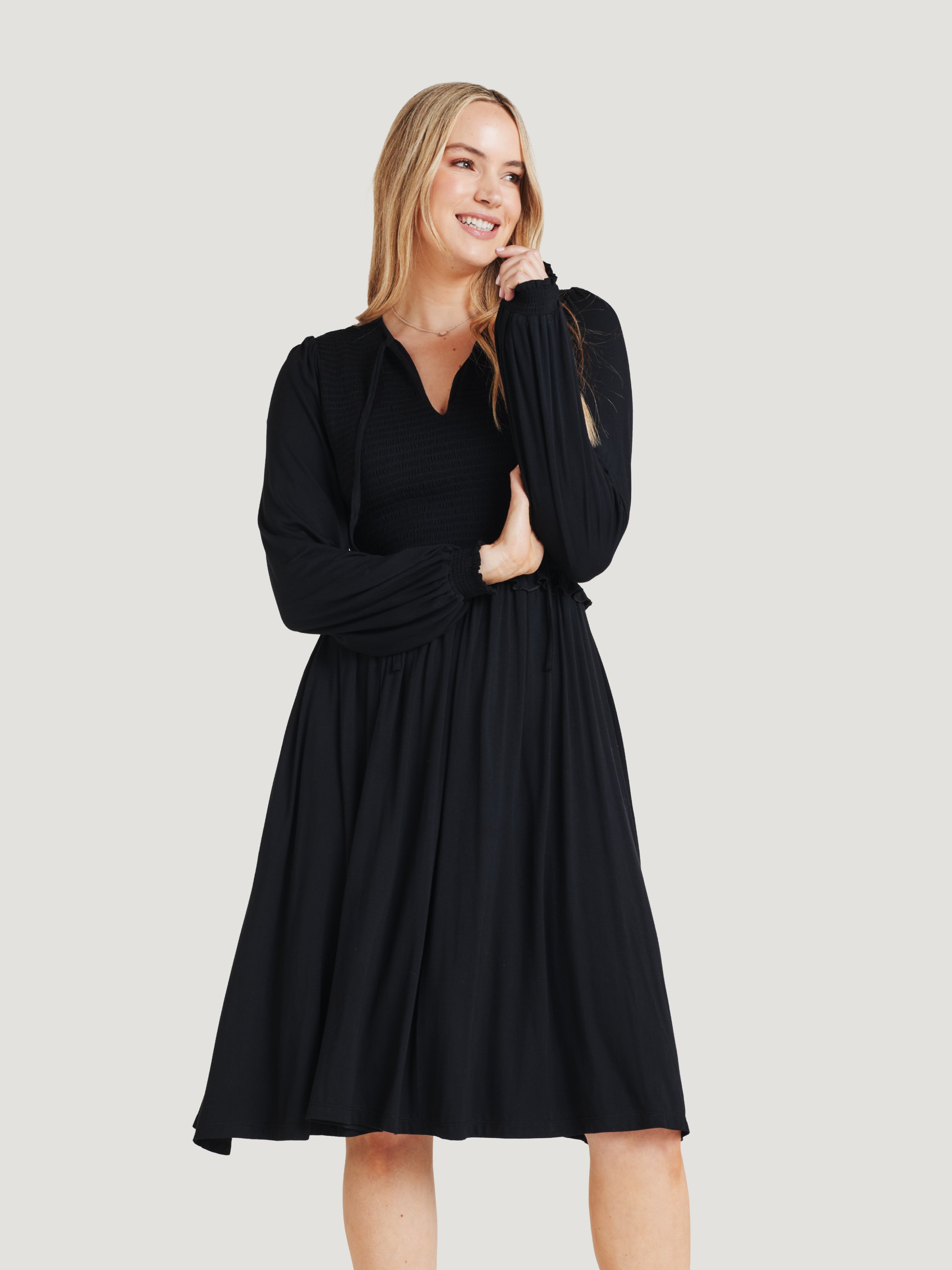 Gwenn Lenzing™ Ecovero™ Shirred Short Dress - Black