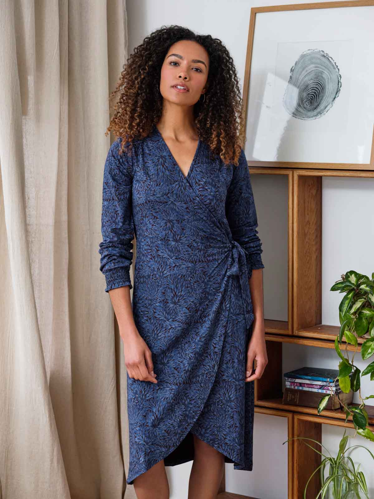 Adoette Lenzing™ Ecovero™ Printed Wrap Dress - Dark Sapphire Blue