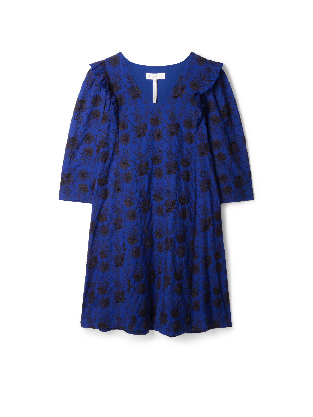 Simone Organic Cotton Broderie Shift Dress - Dark Sapphire Blue