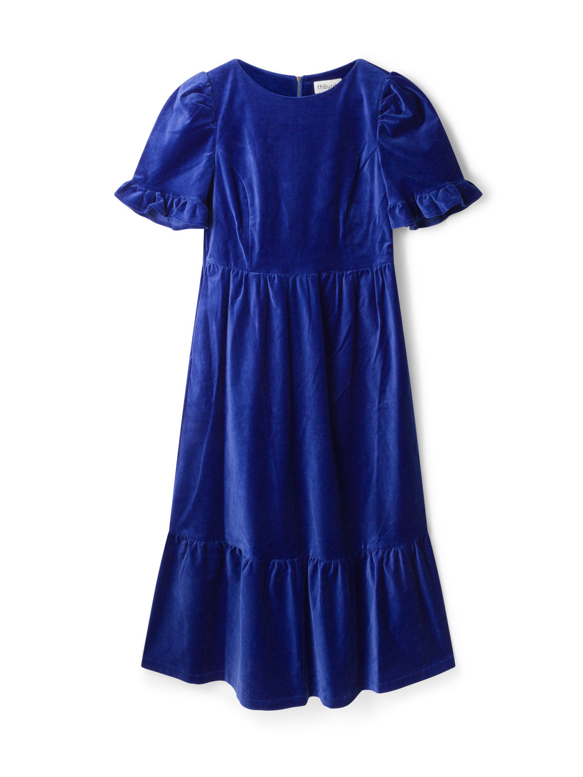 Alleegra Organic Cotton Velvet Midi Dress - Dark Sapphire Blue