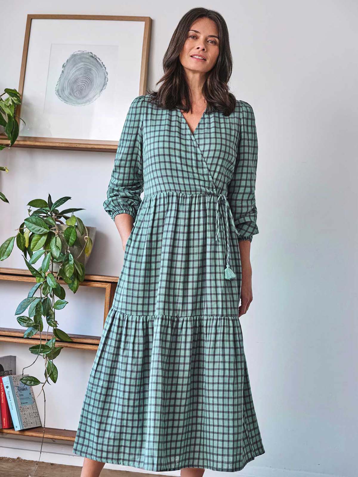Cotton wrap midi best sale dress