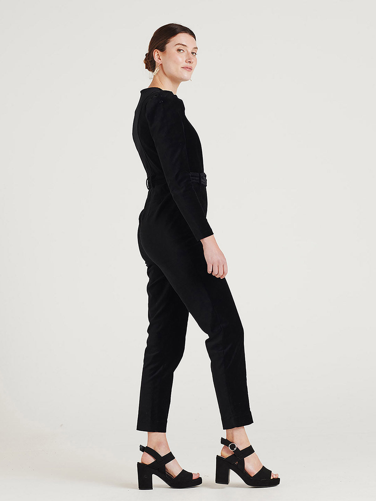 Aubrie Organic Cotton Velvet Jumpsuit - Black