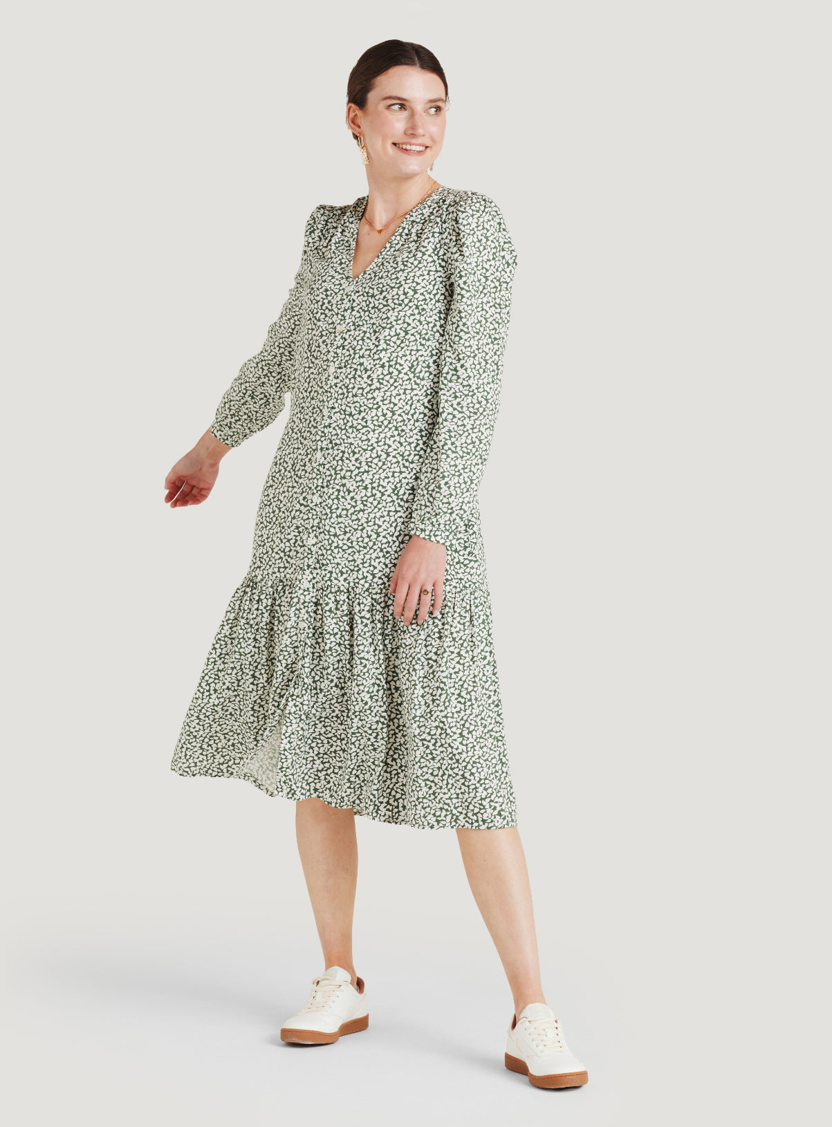 Warehouse ditsy button deals through dress