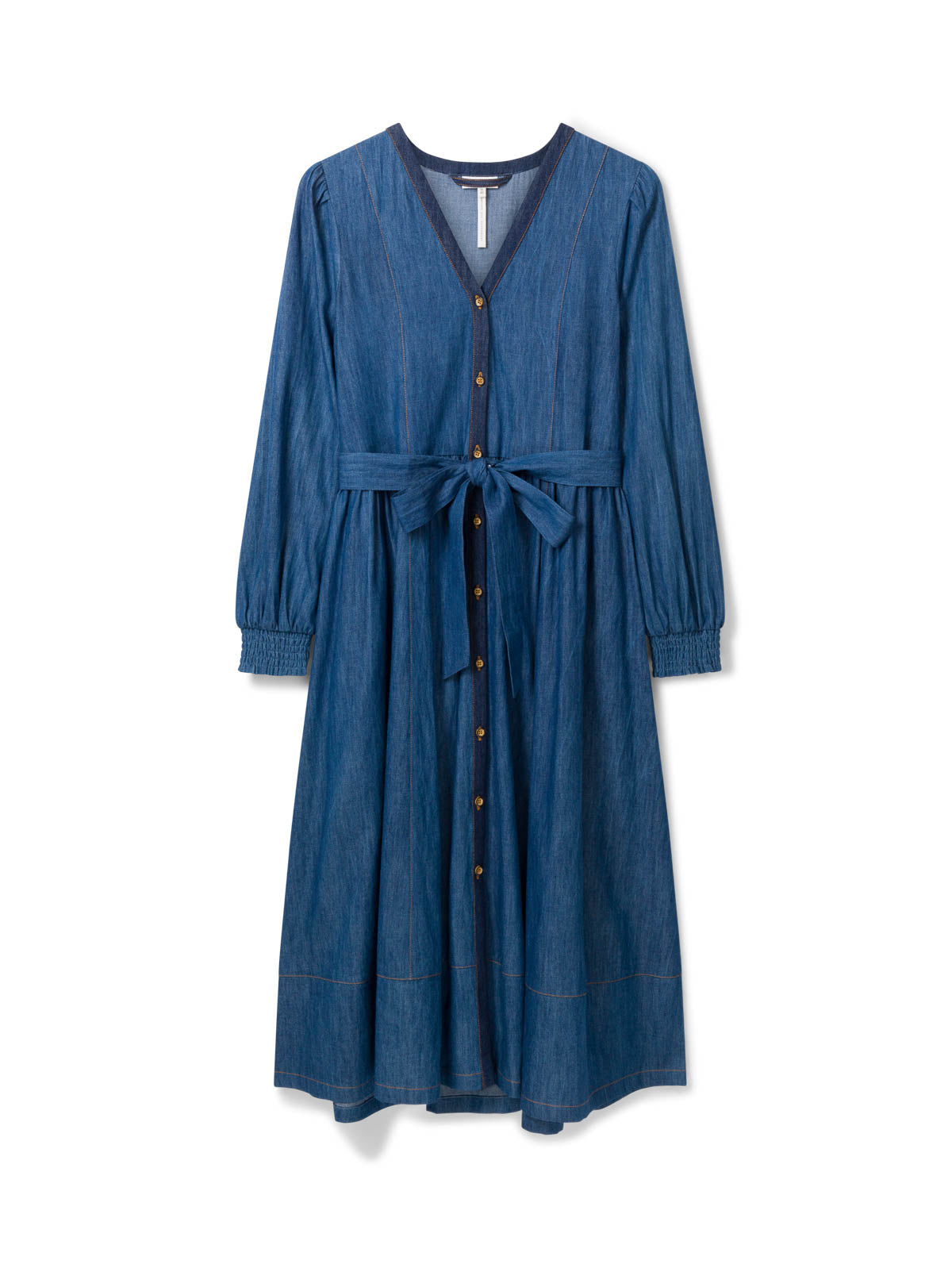 Asterope Organic Cotton Chambray Midi Dress - Dark Indigo Blue
