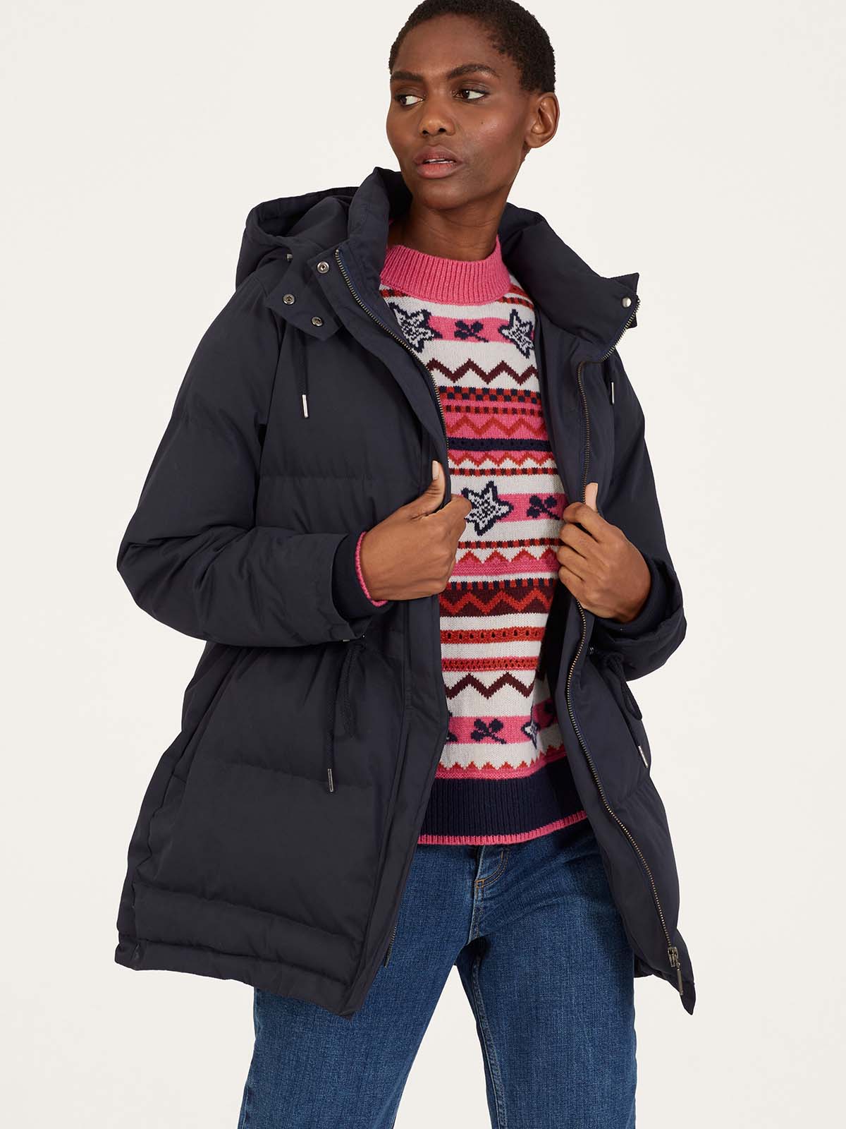 Rosabel Recycled Polyester Puffer Coat - Navy