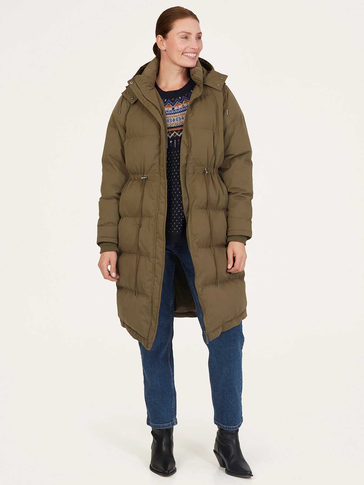 Elaina Recycled Polyester Cold Weather Coat Khaki Green